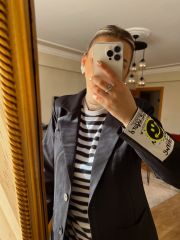 KOL DETAYLI ÖZEL KREP KUMAŞ BOYFRİEND ÖNLERDEN CEPLİ CEKET