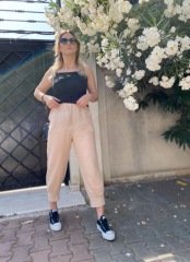 MÜSLİN KUMAŞ BEJ JOGGER PANTOLON
