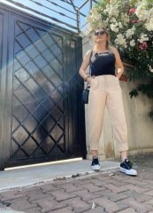 MÜSLİN KUMAŞ BEJ JOGGER PANTOLON