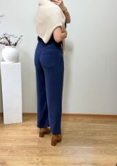 TENSEL KUMAŞ YÜKSEK BEL JEAN LACİVERT