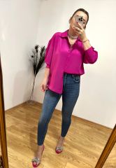 ORJİNAL MNG MARKA FUŞYA SATEN GÖMLEK