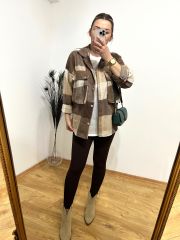 KAHVE RENGİ KAŞE ODUNCU GÖMLEK