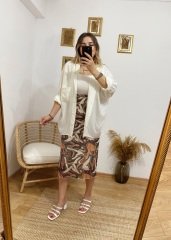 ORJİNAL MODEL BELİ LASTİKLİ VE  İÇİ ASTARLI YÜKSEK BEL KALEM ETEK