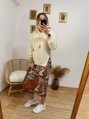 BEJ RENK YANLARI YIRTMAÇLI SWEAT