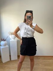 ÖNLERDEN CEPLİ BELİ LASTİKLİ ETEK