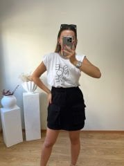 ÖNLERDEN CEPLİ BELİ LASTİKLİ ETEK