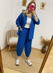 LACİVERT KETEN KUMAŞ ŞALVAR TAKIM