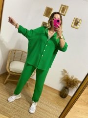 YEŞİL KETEN KUMAŞ TAKIM
