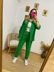 YEŞİL KETEN KUMAŞ TAKIM