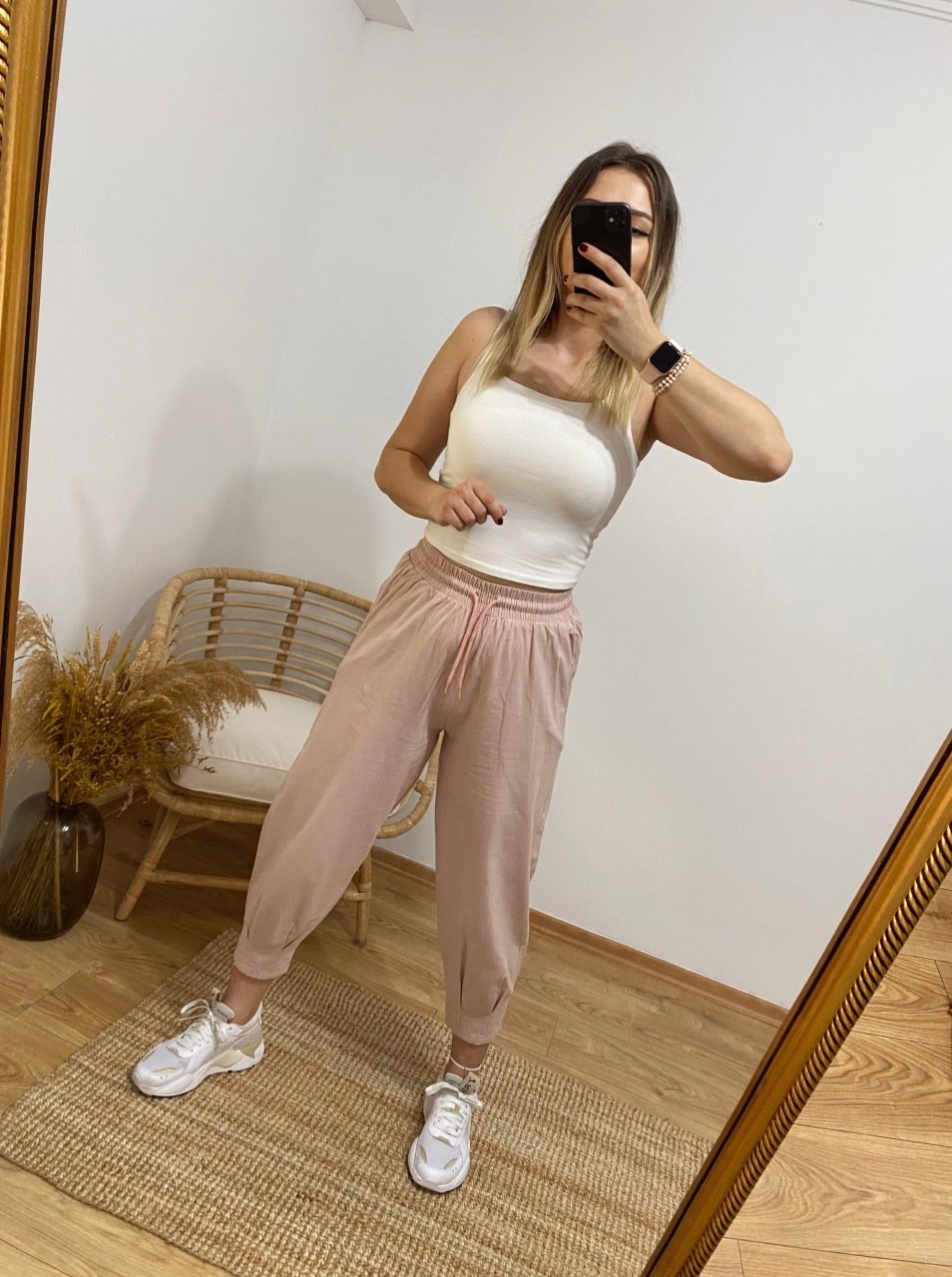 SOFT PEMBE KETEN JOGGER PANTOLON
