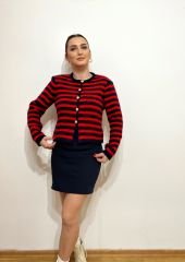 MARKA MODEL KIRMIZI ÇİZGİLİ HIRKA