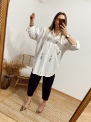 BEYAZ TAŞLI OVERSİZE GÖMLEK