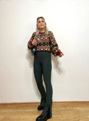 ORJİNAL MARKA PAÇASI YIRTMAÇ DETAYLI TAYT PANTOLON