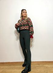ORJİNAL MARKA PAÇASI YIRTMAÇ DETAYLI TAYT PANTOLON