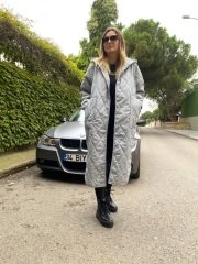 KAPİTONE UZUN OVERSİZE ŞAPKALI GRİ CEKET