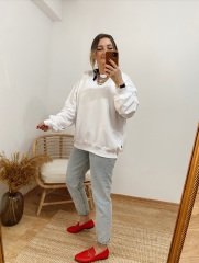 SIRTI DESENLİ BEYAZ SWEAT