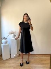 MARKA MODEL İTHAL SATEN KUMAŞ ELBİSE SİYAH