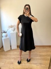 MARKA MODEL İTHAL SATEN KUMAŞ ELBİSE SİYAH