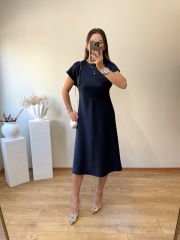 MARKA MODEL İTHAL SATEN KUMAŞ ELBİSE LACİVERT