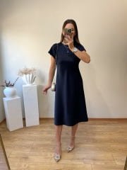 MARKA MODEL İTHAL SATEN KUMAŞ ELBİSE LACİVERT