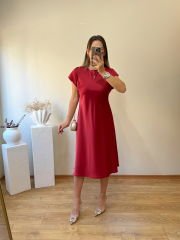 MARKA MODEL İTHAL SATEN KUMAŞ ELBİSE AÇIK BORDO