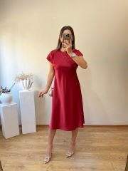 MARKA MODEL İTHAL SATEN KUMAŞ ELBİSE AÇIK BORDO