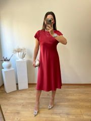 MARKA MODEL İTHAL SATEN KUMAŞ ELBİSE AÇIK BORDO