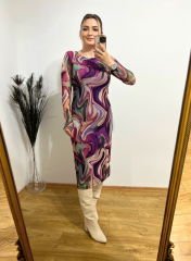 ÇOK RENKLİ İÇİ ASTARLI TÜL ELBİSE