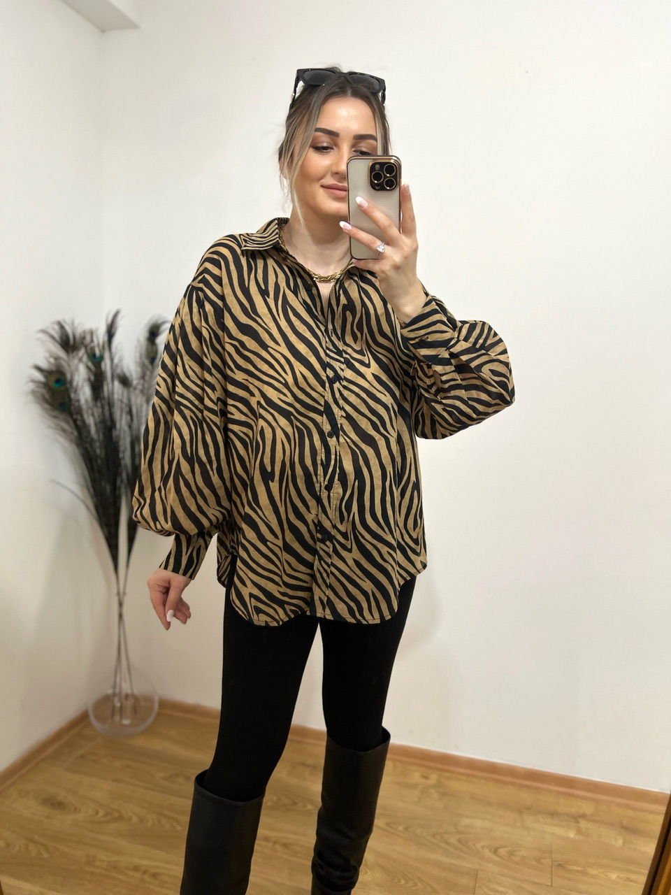 ORJİNAL MARKA ZEBRA DESEN GÖMLEK