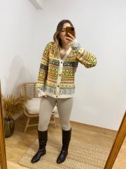 YUMOŞ ETNİK DESEN HIRKA