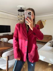 SÜET BORDO BLAZER CEKET