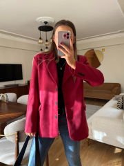 SÜET BORDO BLAZER CEKET