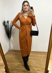 ORJ MARKA DESENLİ KRUVAZE ELBİSE