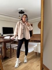 BUKLET KUMAŞ İÇİ ASTARLI CEKET BEJ