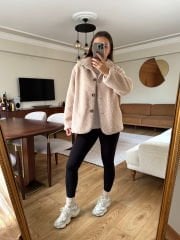 BUKLET KUMAŞ İÇİ ASTARLI CEKET BEJ