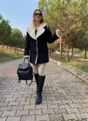 SİYAH KAŞE İÇİ KÜRKLÜ CEKET