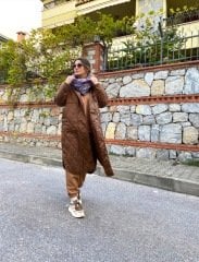 OVERSİZE KAHVE RENK KAPİTONE CEKET