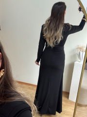 MARKA MODEL ÖZEL TASARIM VATKALI FULL ESNEK İTHAL SANDY KUMAŞ ELBİSE