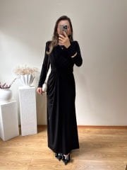 MARKA MODEL ÖZEL TASARIM VATKALI FULL ESNEK İTHAL SANDY KUMAŞ ELBİSE