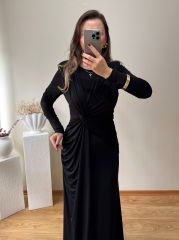 MARKA MODEL ÖZEL TASARIM VATKALI FULL ESNEK İTHAL SANDY KUMAŞ ELBİSE