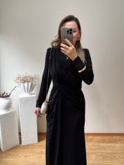MARKA MODEL ÖZEL TASARIM VATKALI FULL ESNEK İTHAL SANDY KUMAŞ ELBİSE
