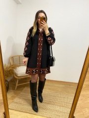 ORJİNAL MODEL SİYAH  İŞLEME DETAYLI ELBİSE