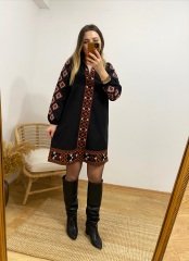 ORJİNAL MODEL SİYAH  İŞLEME DETAYLI ELBİSE