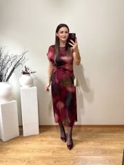 ZRA MODEL DÜĞÜM DETAYLI SATEN ELBİSE