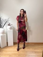 ZRA MODEL DÜĞÜM DETAYLI SATEN ELBİSE