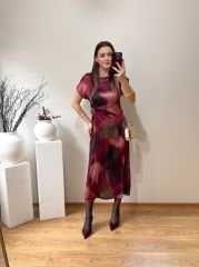 ZRA MODEL DÜĞÜM DETAYLI SATEN ELBİSE
