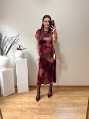 ZRA MODEL DÜĞÜM DETAYLI SATEN ELBİSE
