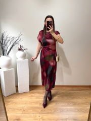 ZRA MODEL DÜĞÜM DETAYLI SATEN ELBİSE