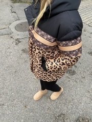 LEOPAR DESENLİ KAPÜŞONLU ŞİŞME MONT