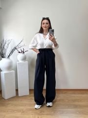 PREMİUM TENSEL KUMAŞ YÜKSEK BEL PANTOLON SİYAH